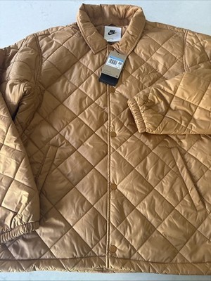Nike Club Therma-FIT Mens M Brown Lightweight Quilted Jacket FZ0634-224 Snap NWT