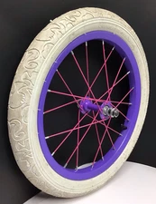 16" Bicycle Front Purple Wheel with 2.0" White Tire Mini-BMX Kids Bike #A37