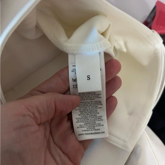 NWT VB Belted Wide‑Leg Stretch Ponte Pants Ivory Victoria Victoria Beckham Sz S - Image 4 of 4