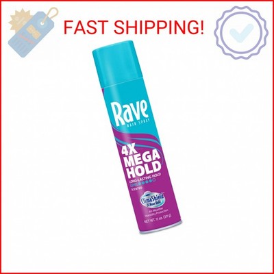 Rave 4X Mega Long-Lasting Firm Hold Scented Hair Spray for Heat Protection, Volu