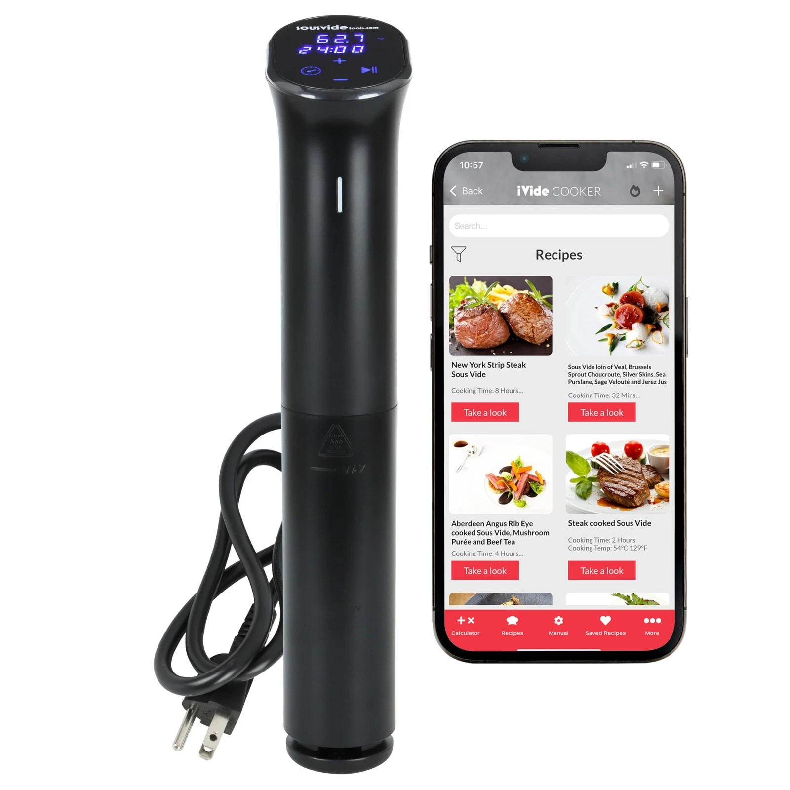 iVide 2.0 WiFi Sous Vide Cooker – Precision Immersion Circulator, 1200W, 0.1°...