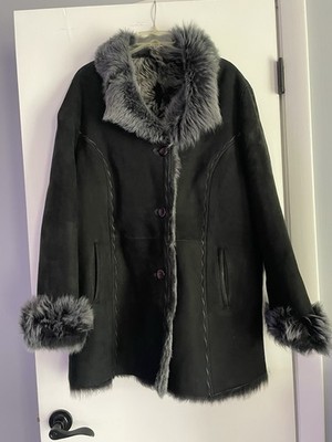 Rare* Asder Shearling Jacket Made of Genuine Sheepskin with Leather Italy