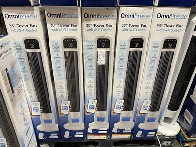 OmniBreeze Tower Fan with Remote Internal Oscillation Wi-Fi Intelligent Thermost
