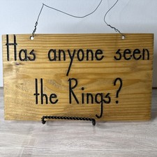 Rustic Wood Wedding Sign Has Anyone Seen The Rings Ring Bearer Table Decor