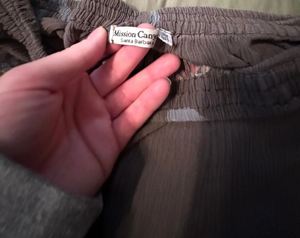 Mission Canyon Santa Barbara Wide Leg Boho Pants One Size Crinkle Floral Lounge - Image 4 of 4