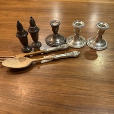 sterling weighted candle holder, Salt And Pepper Shaker Plus Salad Utensil