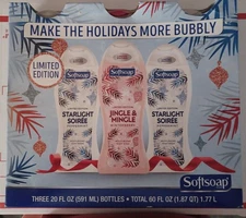 SOFTSOAP (2) STARLIGHT SOIREE PEPPERMINT JINGLE&MINGLE WINTERBERRY BODYWASH SET
