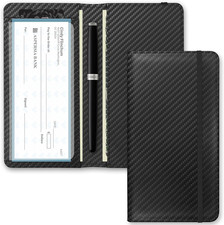 Checkbook Cover for Men Women, Premium Leather Checkbook Holder with RFID Blocki