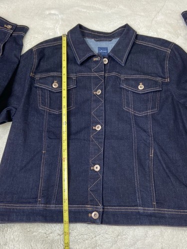 J. JILL Jeansjacke Knopfleiste Stretch dunkelblau Denim Damen Größe Large neu - Bild 4 von 14