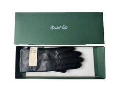 Vintage Marshall Field  s Women  s Black Leather Gloves with tags in Gift Box NOS