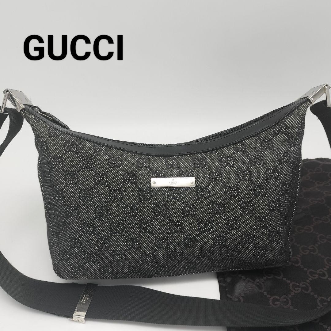 Gucci GG Pattern Black Shoulder Bag Luxury Women Designer Purse