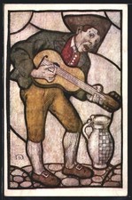 Künstler-AK Heinz Schiestl: Gitarrenspieler 