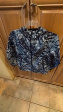 LL Bean Wind  Rain Jacket Kids L 14-16 Blue Tie-Dye Full Zip Hooded BRAND NEW