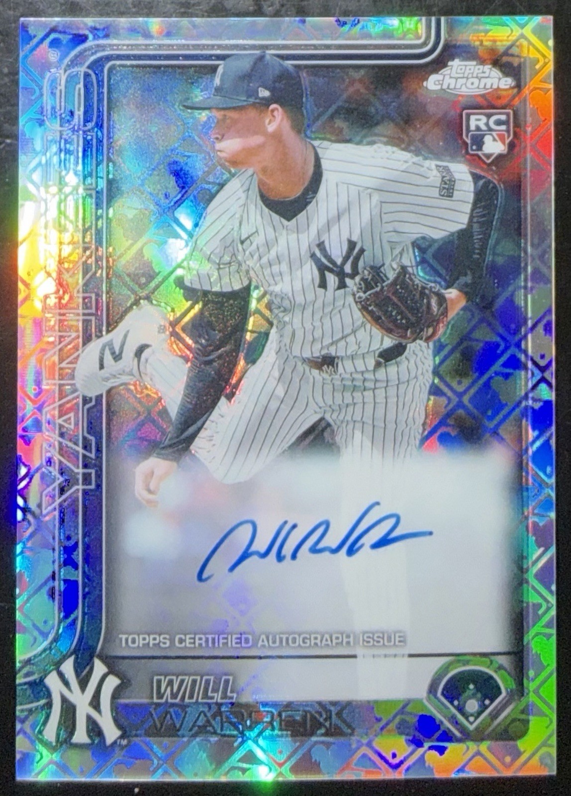 2025 Topps Chrome Logofractor Will Warren Rookie Auto RC Yankees