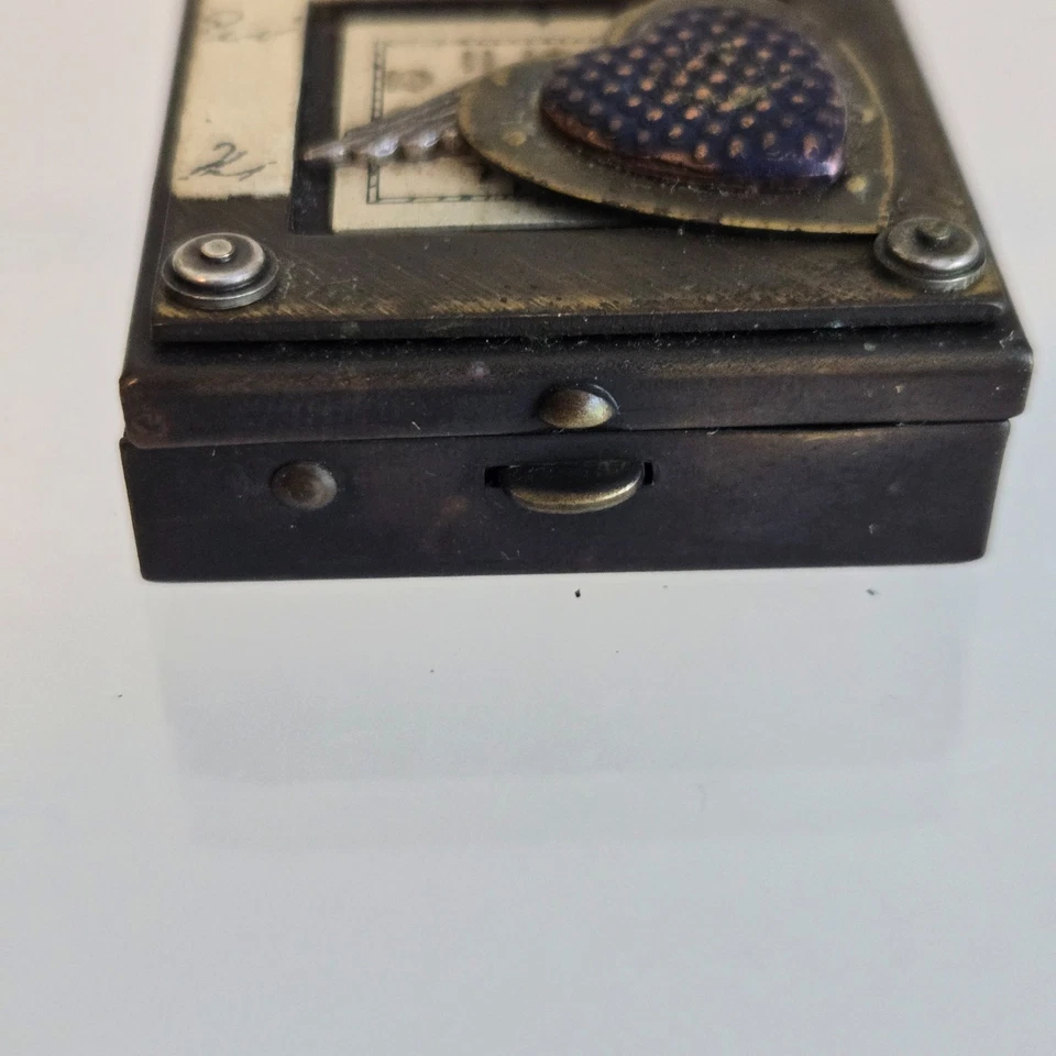 Mullanium Steampunk Wish Box Jim Tori Mullan Trinket Box Metal Heart Wing Clock - Image 4 of 4