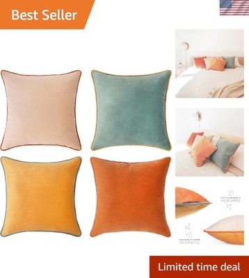 Elegant Velvet Cushion Covers for Home Decor - 18x18 Set of 4, Machine Washable