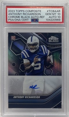 ANTHONY RICHARDSON RC Auto 2023 Topps Composite Chrome Black Ref #061/150 PSA 10
