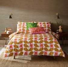Orla Kiely Stem Bloom Saffron 100% Cotton Duvet Cover Set includes Pillowcases