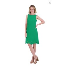 NWT | Vince Camuto Womens Green Sleeveless Scalloped Hem Crepe Dress