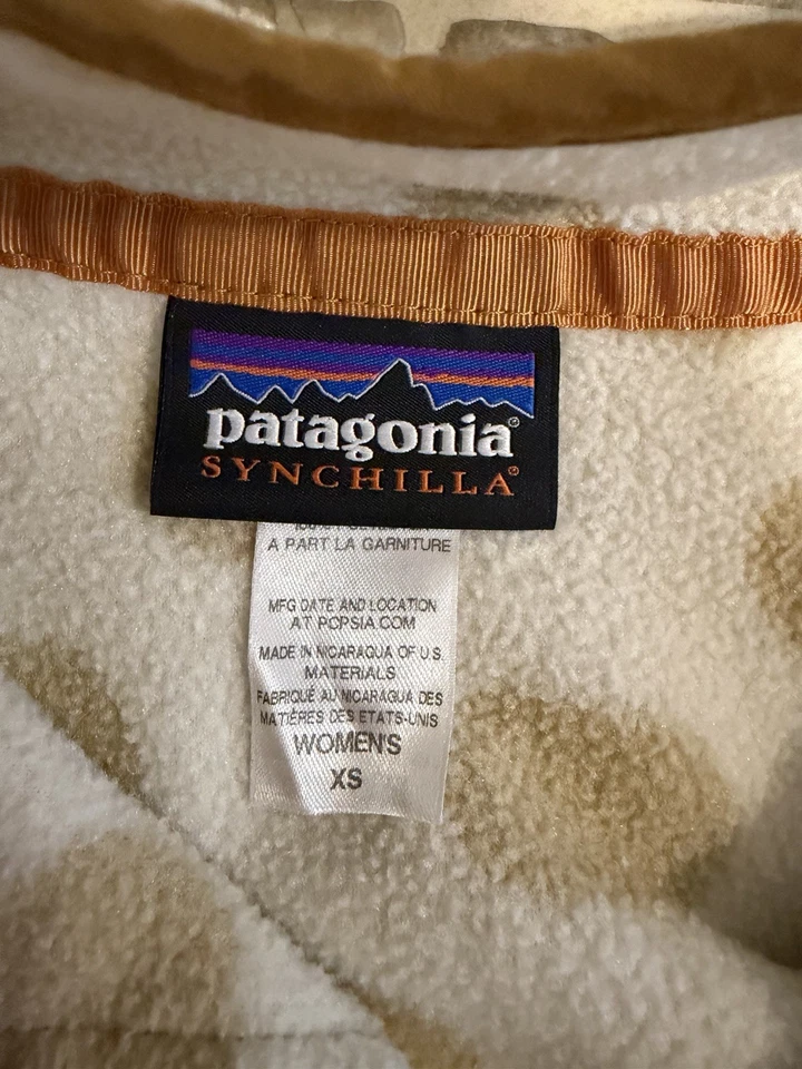 Chaqueta Patagonia Para Mujer XS Synchilla Pullover Crema Lunares Polar Retro Snap Foto 2 de 2