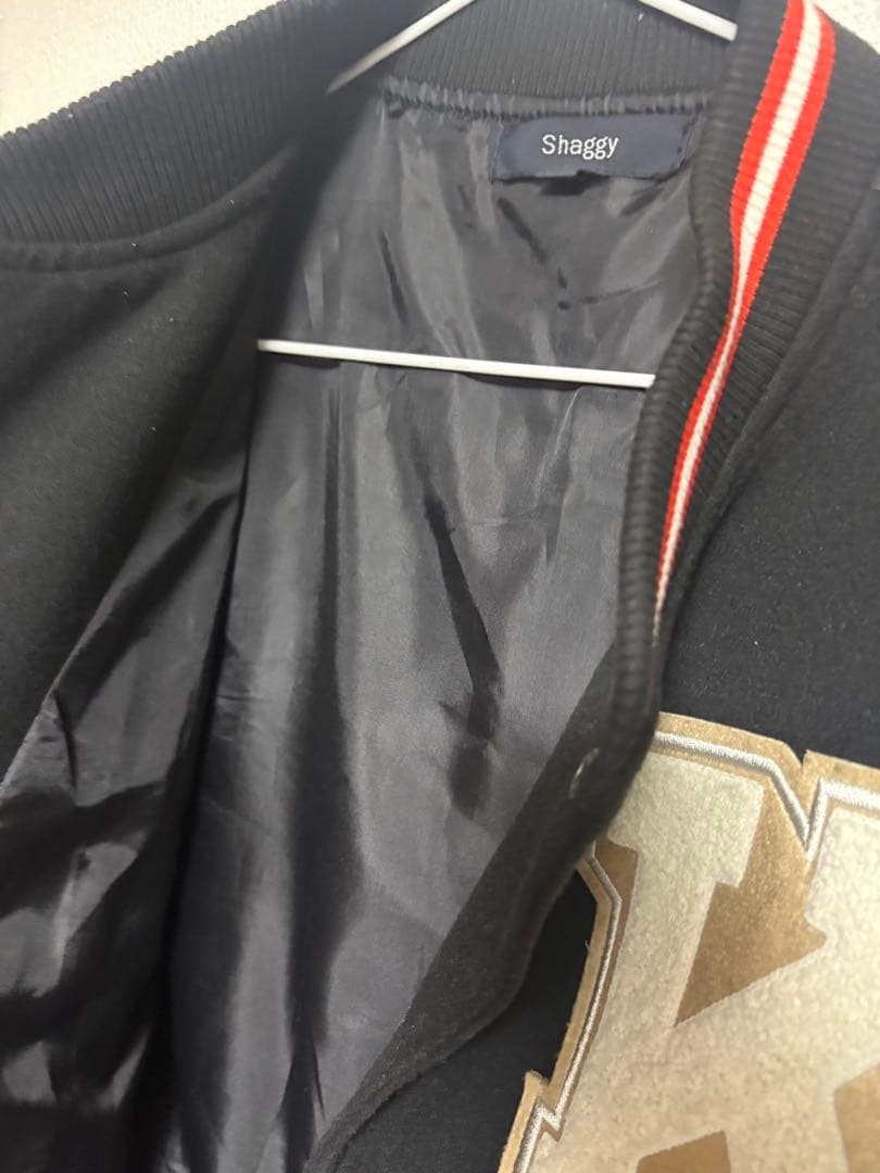 M Size Stadium Jacket Shaggy Patchwork Leather Em… - image 4