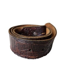 Vintage Jack Daniel  s Old Time Whiskey Brown Leather Embossed Belt NO BUCKLE 32 