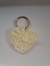 Mini Heart Cream Crochet Keychain