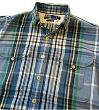 Vintage Polo Ralph Lauren Men  s Plaid Flannel Work Shirt Snap Size Medium/Large
