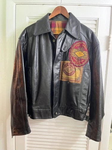 VINTAGE LA MATTA MENS ITALIAN LEATHER JACKET~US L ~ITALY SZ 50~EXCELLENT SHAPE image 19