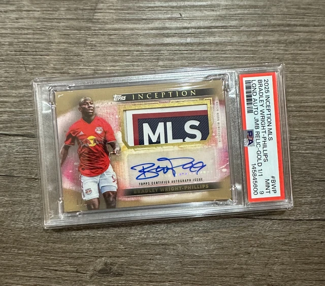 2025 Topps Inception MLS Bradley Wright-Phillips Jumbo Patch Auto Gold 1/1 PSA 9