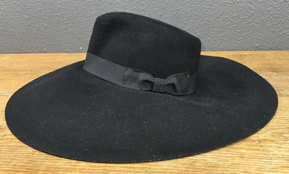 Sombrero Eric Javits 100 % lana repelente al agua embalaje ala ancha negra Foto 4 de 4