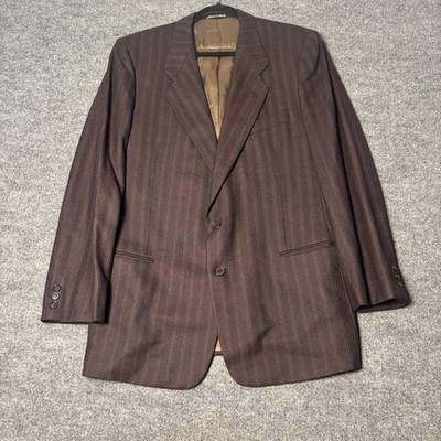 Emanuel Ungaro Uomo Brown Pinstripe Virgin Wool Blazer Saks Fifth Avenue 42L IT