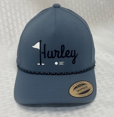 Hurley M Eagle Golf Hat Snapback Cap Blue Performance Rope Stretch - NWT