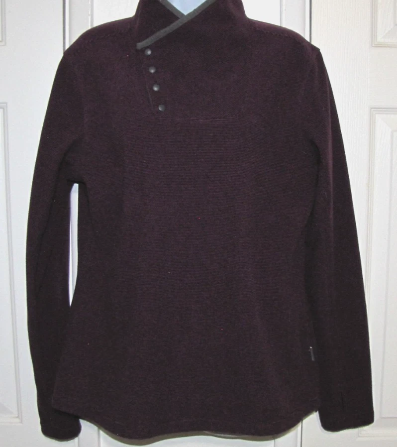 WHITE SIERRA Purple Textured-Fleece Top Pullover Long Sleeve Snap Collar  Wm's L - Image 4 of 4