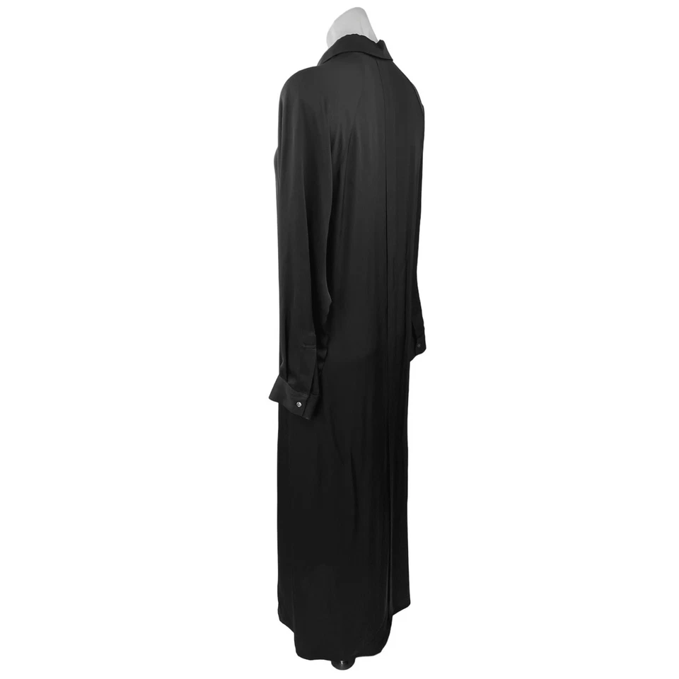 Theory Black 100% Silk Button Down Long Sleeve Collar Maxi Shirt Dress Size 8 - Image 2 of 4