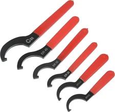X AUTOHAUX 6pcs Coil Over Wrench Shock Spanner 8.27"x1.50"x0.31", Black, Red 