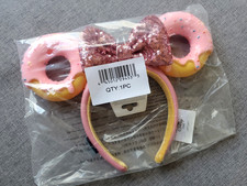 Disney Parks Donut Minnie Ears Headband - sprinkles- disney eats-sequin bow NEW