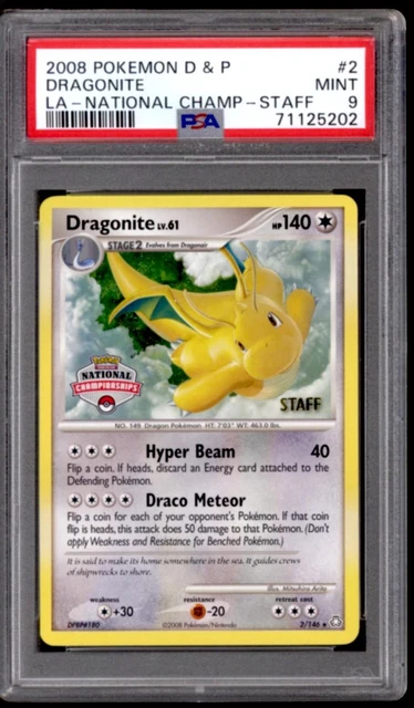 Pokemon D&P LA National Championship STAFF Promo Dragonite 2/146 PSA 9 *202