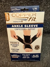 Copper Fit Health Ankle Sleeve Compression Support L/XL 10”-12 Advanced Compress