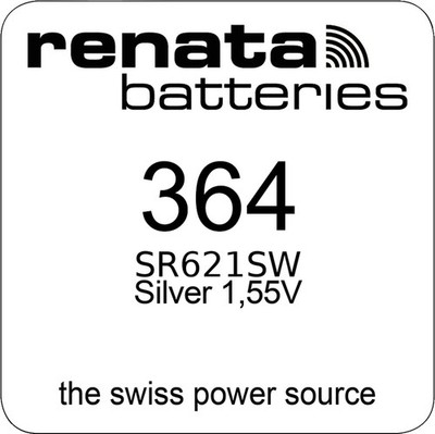 10x Renata Watch 364 Uhrenbatterie SR621SW 0% Mercury 1,55 V Battery 1er Bl.