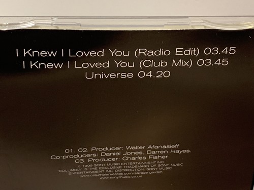 I Knew I Loved You CD Import Savage Garden 3 Spuren. Wie neu. Selten.+Poster - Bild 2 von 6