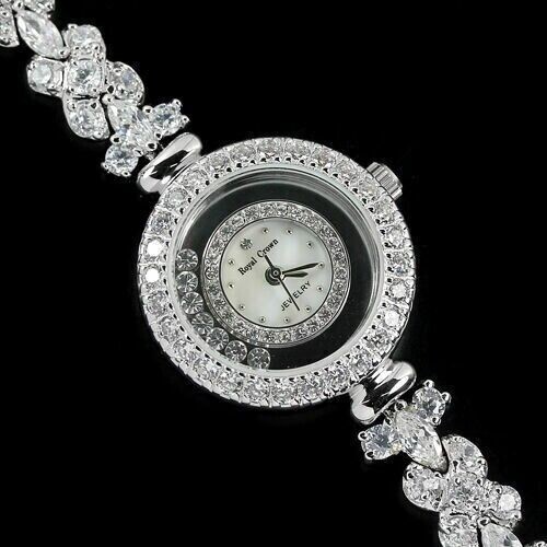 Watch Created Zircon Stone Encrusted Solid Stainless Steel 7 1/2 Inch - Picture 24 of 24