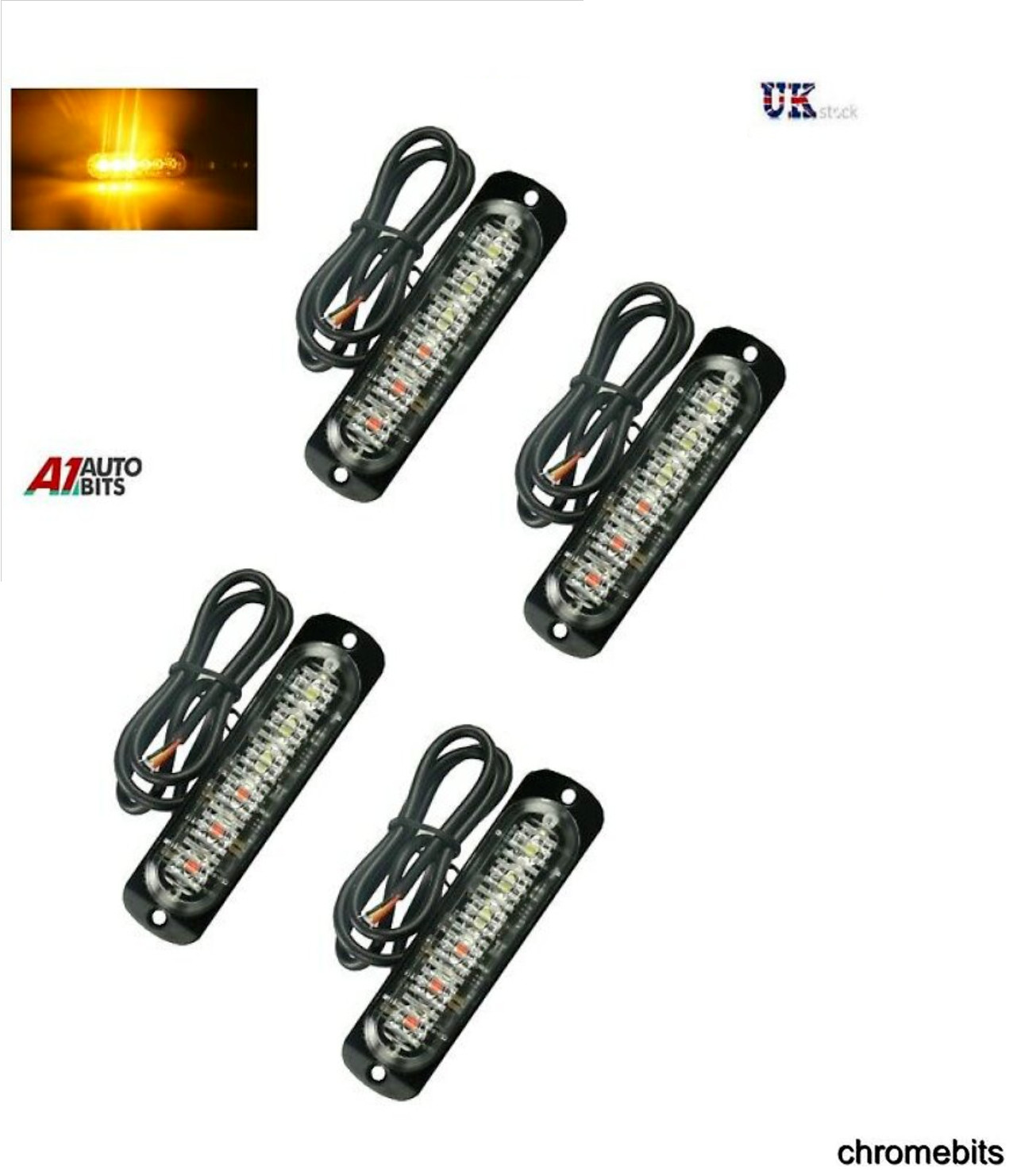 4x LED Lampeggianti Strobo Lampade Luci Ultra Slim 6 Ambra Auto SUV Superficie