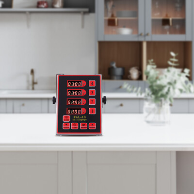 Commercial 4 Channels Kitchen Timers Restaurant Timer Loud Red Stainless Steel