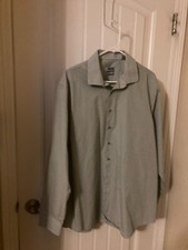 Kenneth Cole Unlisted Green Check Dress Shirt XL 17 34/35 Button Up Long Sleeve