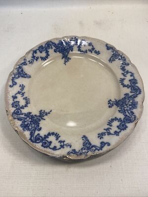 W & E Corn Dorothy Pattern Flow Blue 8  Plate 1900