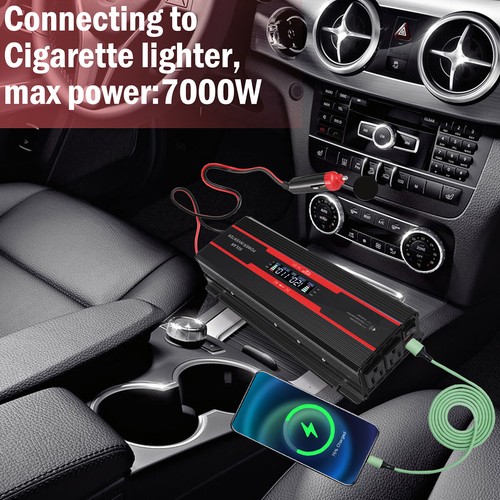 7000W 6000W LCD Car Power Inverter DC 12V To AC110V Pure Sine Wave Converter 2AC - Picture 9 of 116