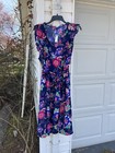 NWT Talbots Navy Multicolored Floral Sleeveless Lined Skirt MIDI Dress 20W 2X