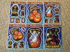 Halloween Window Clings 6 Pack Reusable 12x16.5  6 Designs Party Decor