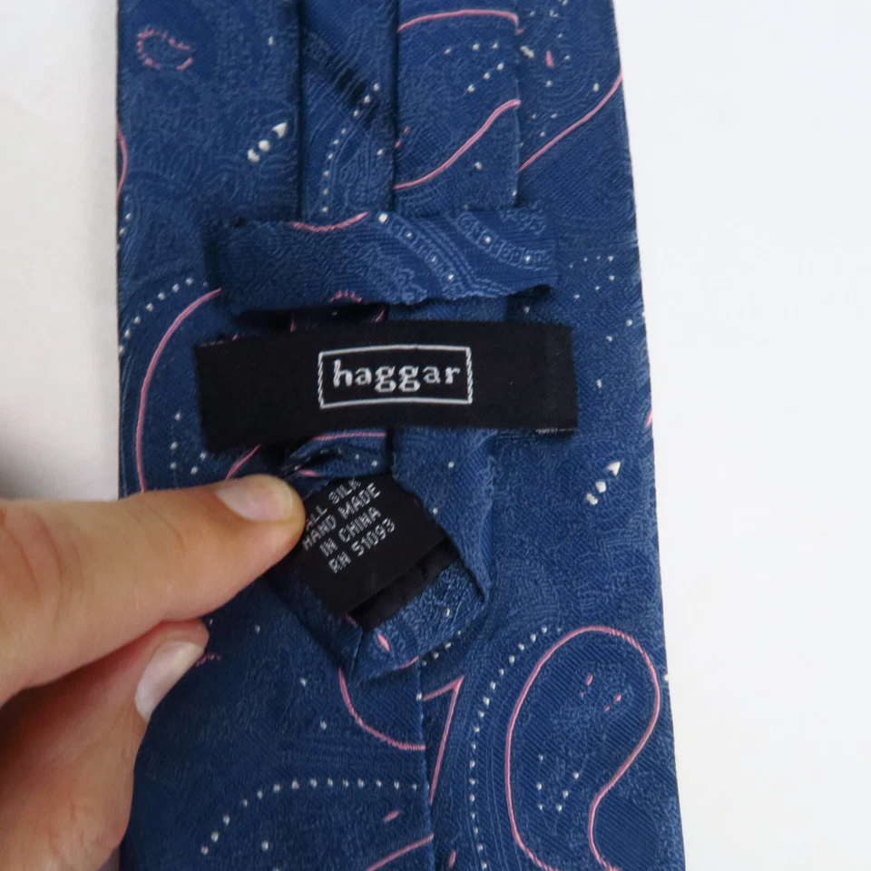Corbata Haggar Azul Rosa Estilizada Paisley Diseño Geométrico Hombre 56x3.75 Moderna Foto 3 de 4